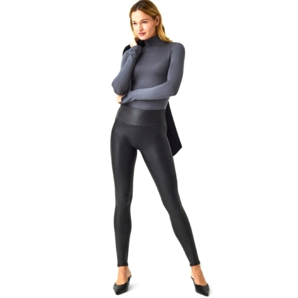 Spanx Black Faux Leather Leggings M
